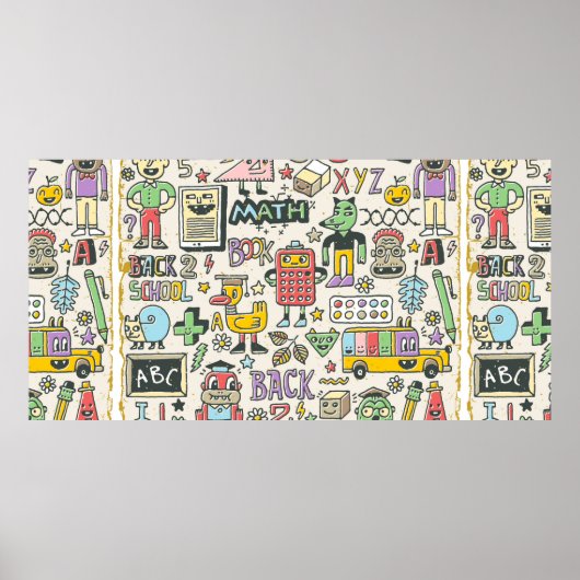 Terug naar school kleurrijke doodset 2. Handtekeni Poster (Voorkant)