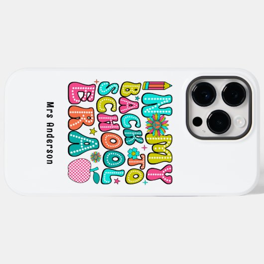 Terug naar school kleurrijke retro leraar Case-Mate iPhone case (Achterkant (horizontaal))