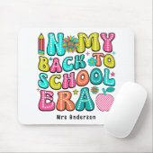 Terug naar school kleurrijke retro leraar muismat (Met muis)