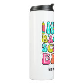 Terug naar school kleurrijke retro leraar thermosbeker (Gedraaid links)