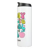 Terug naar school kleurrijke retro leraar thermosbeker (Geroteerd rechts)