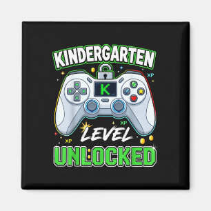 Terug naar school kleuter jongen gamer eerste dag magneet