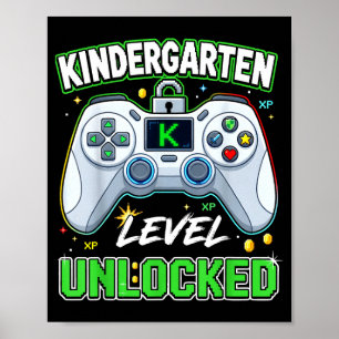 Terug naar school kleuterschool jongen gamer eerst poster
