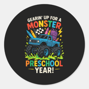 Terug naar school kleuterschool Pre-K Monster Truc Ronde Sticker
