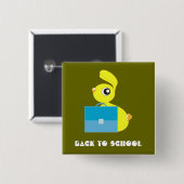 Terug naar school knop vierkante button 5,1 cm (Voorkant /achterkant)