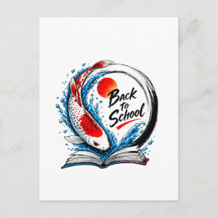 Terug naar school Koi Vis Boek Japan geïnspireerd Briefkaart