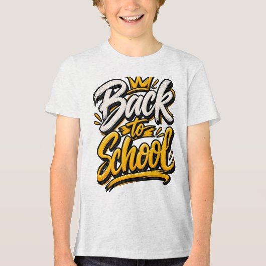 Terug naar School Kroon Script Tri-Blend Shirt (Voorkant)