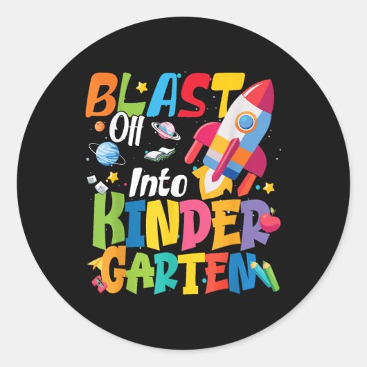 Terug naar school: lancering naar de kleuterschool ronde sticker (Voorkant)