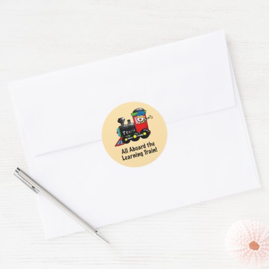 Terug naar School Learning Train cartoon Ronde Sticker (Envelop)