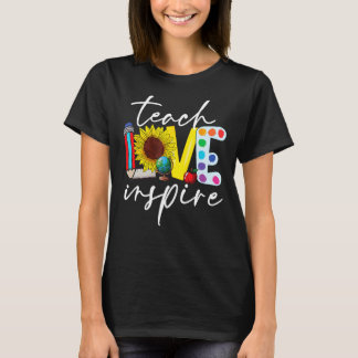 Terug naar school Leer Liefde Inspireren Retro Ler T-shirt