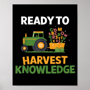 Terug naar school leraar boerderij tractor boer ki poster