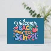 Terug naar school leraar eerste dag van school gra bedankkaart (Staand voorkant)