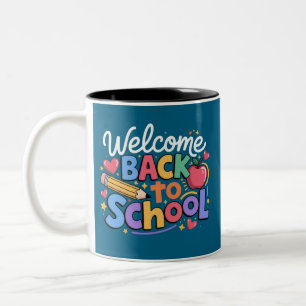 Terug naar school leraar eerste schooldag grappig tweekleurige koffiemok