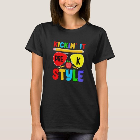 Terug naar school leraar kinderen Pre K stijl  T-shirt (Voorkant)