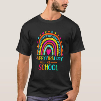 Terug naar school leraar regenboog gelukkige eerst t-shirt