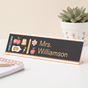 Terug Naar School Leraar Schoolbenodigdheden Perso Bureau Naambordje