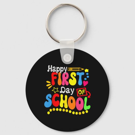Terug naar school leraar student blij eerste dag v sleutelhanger (Voorkant)