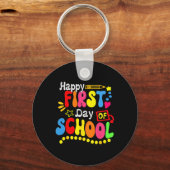 Terug naar school leraar student blij eerste dag v sleutelhanger (Voorkant)