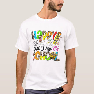 Terug naar school Leraar Student Gelukkige Eerste T-shirt