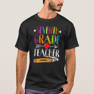 Terug naar school leraar student zevende klas lera t-shirt