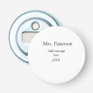 Terug naar school leraar waardering en jaargang button flesopener