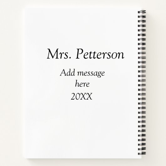 Terug naar school leraar waardering en jaargang notitieboek (Achterkant)