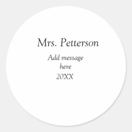 Terug naar school leraar waardering en jaargang ronde sticker