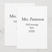 Terug naar school leraren waardering voeg jaar kla kaart (Voorkant / Achterkant)