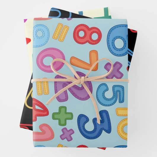 Terug naar school letters en cijfers set van 3 inpakpapier vel (In situ)