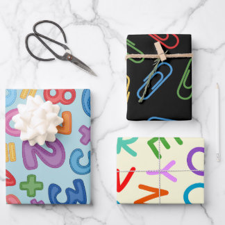 Terug naar school letters en cijfers set van 3 inpakpapier vel