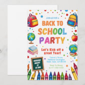 Terug naar school leuk klasfeest kaart (Voorkant / Achterkant)
