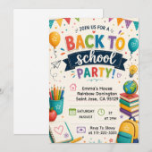 Terug naar school leuk klasfeest kaart (Voorkant / Achterkant)