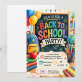 Terug naar school leuk klasfeest kaart (Voorkant / Achterkant)