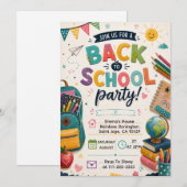 Terug naar school leuk klasfeest kaart (Voorkant / Achterkant)