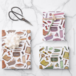 Terug naar school Leuke kleurrijke iconen 3 Inpakpapier Vel