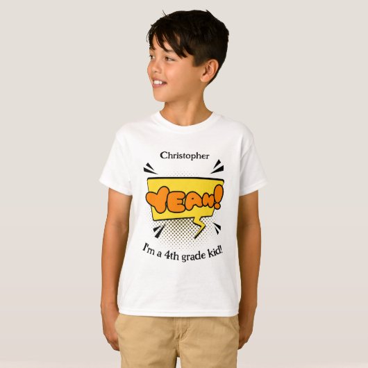 Terug naar School Leuke Retro Comic Ja! Kinder naa T-shirt (Voorkant volledig)