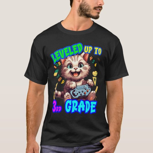 Terug naar school Leveled Up Graad 3 Videospel C T-shirt (Voorkant)