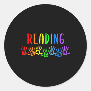 Terug naar School Lezing Leraar Handafdrukken Ronde Sticker