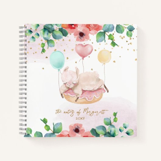 Terug naar School Llama Meisje Schetsboek Notitieboek (Voorkant)