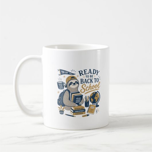 Terug naar school luiaard retro koffiemok (Links)
