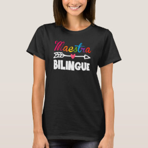 Terug naar school Maestra Bilingue Cute Spanish Te T-shirt