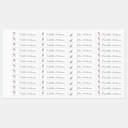 Terug naar School Meisjes Gymnastiek Kinder Naam Labels (Vel)
