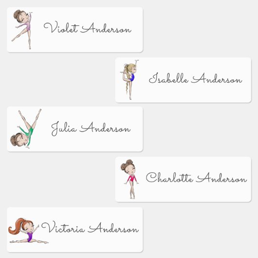 Terug naar School Meisjes Gymnastiek Kinder Naam Labels (Groep)