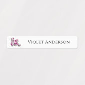 Terug naar School Meisjes Schaatsen Kinder naam Labels (Design 1)