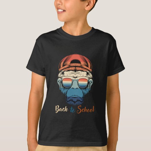 Terug naar school met een zomer chimpansee thema t-shirt (Voorkant)