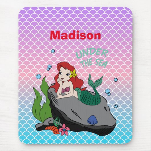 Terug naar school met zeemeerminnen en zee muismat (Voorkant)