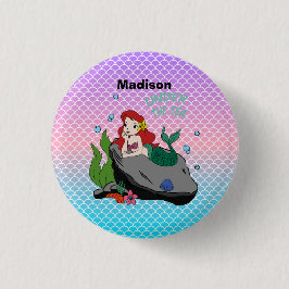 Terug naar school met zeemeerminnen en zee ronde button 3,2 cm