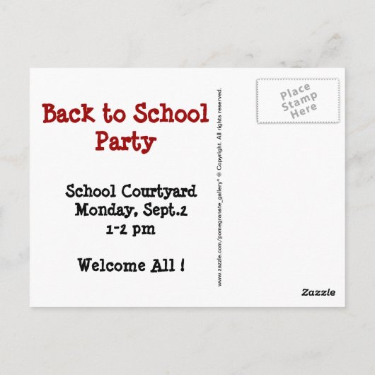 Terug naar School Mini Chalkboard Briefkaart (Achterkant)