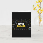 Terug naar school mondkapje grappige leraar en stu kaart (Gele Bloem)