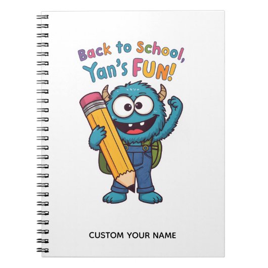 Terug naar school monster | Mooie blauwe schepsel Notitieboek (Voorkant)